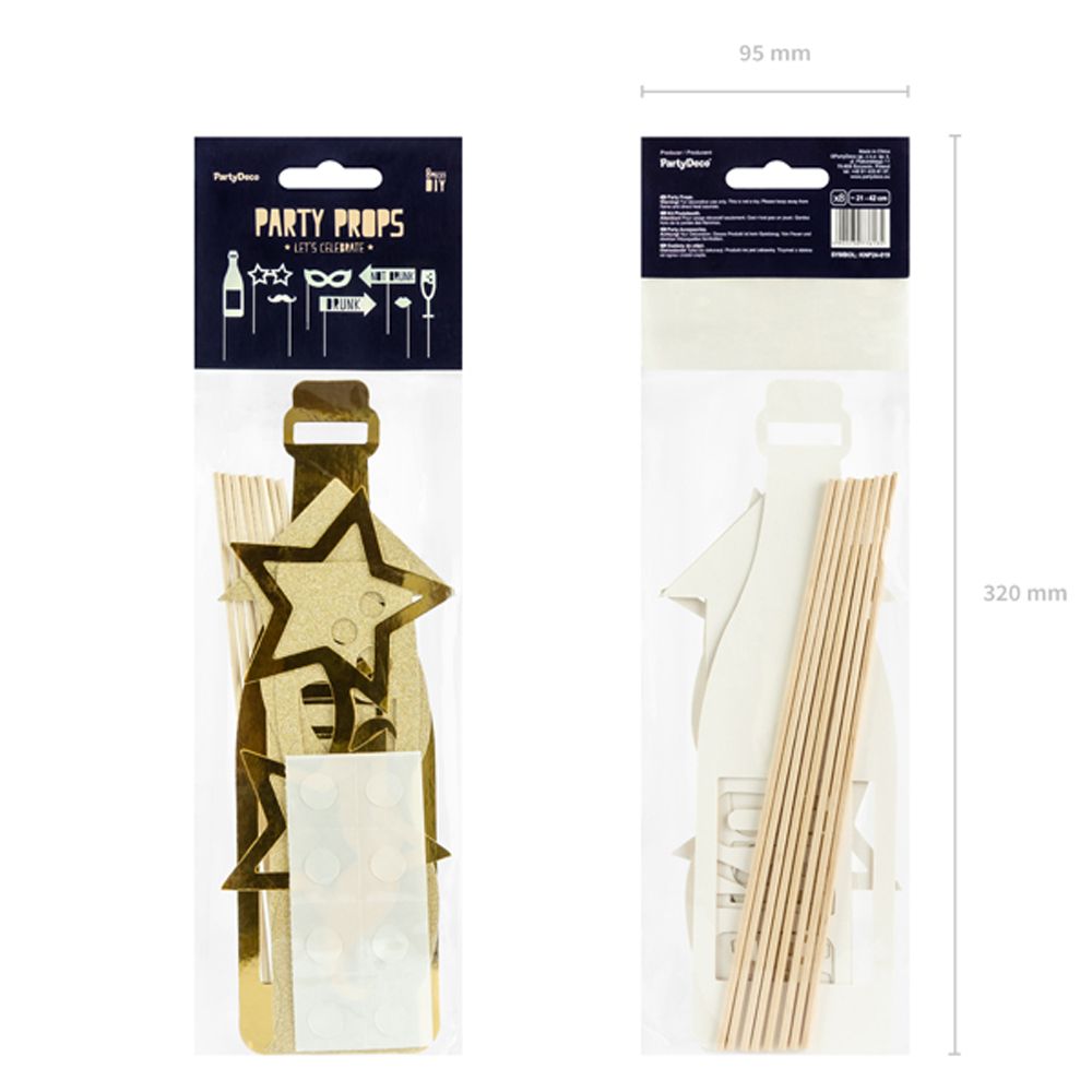 Набор для фотосессии "Давайте праздновать", 8 шт, золотистый - 5