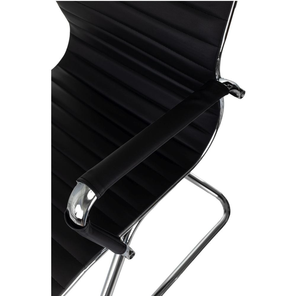 Кресло на полозьях "Бюрократ CH-883-LOW-V", экокожа, черный, металл хром - 7