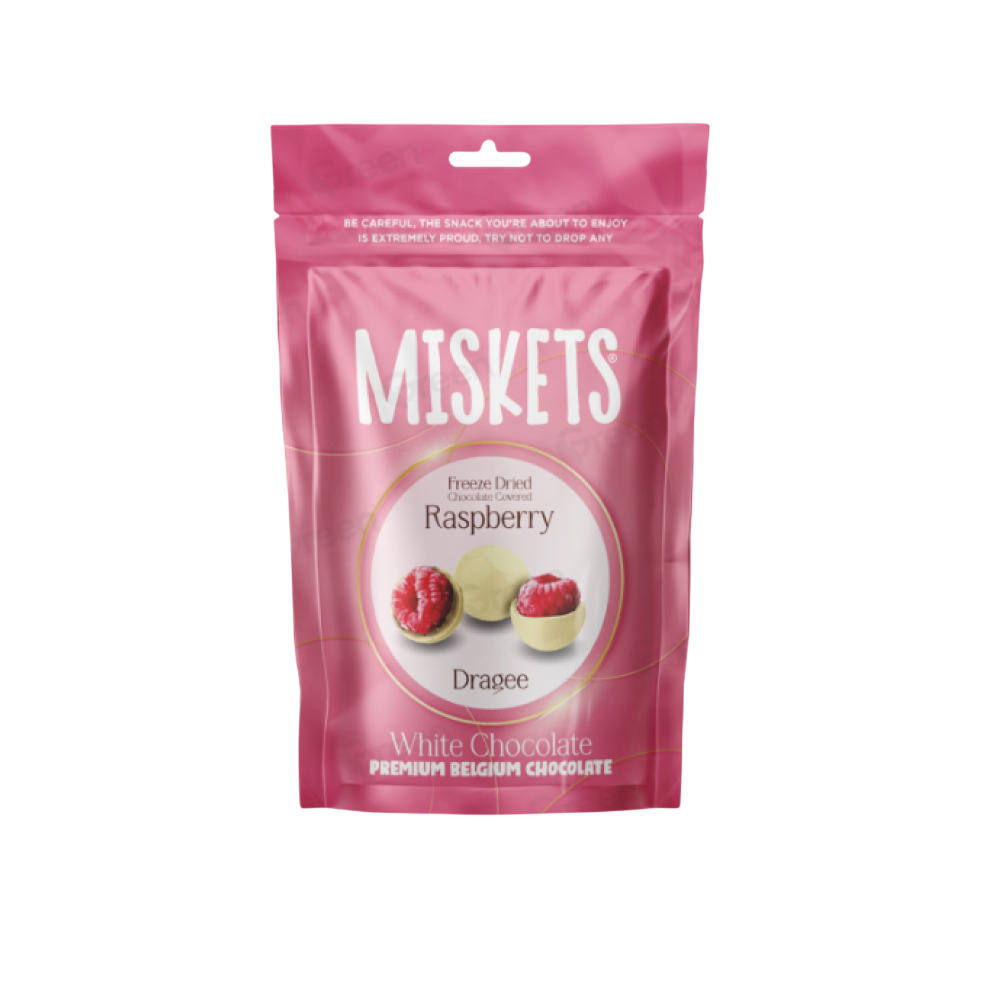 Конфеты "Miskets", 80 гр, малина  в белом шоколаде
