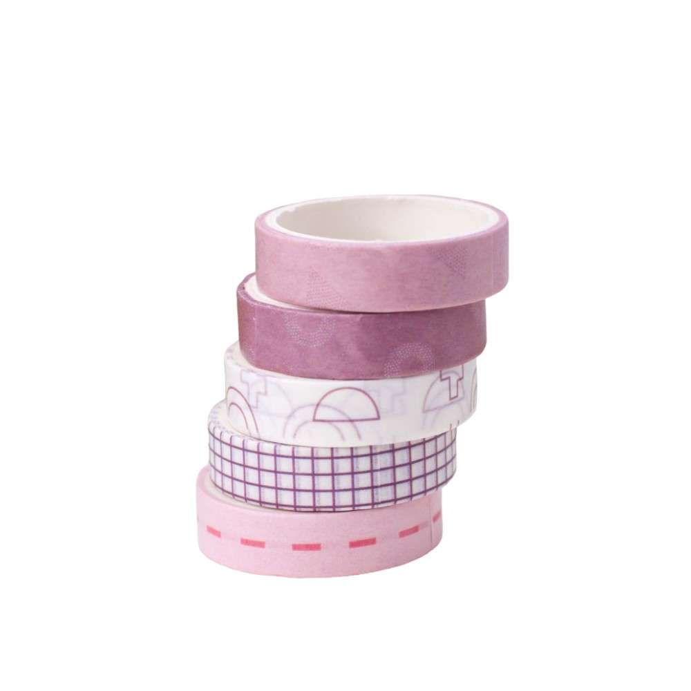 Клейкая лента "Patterns", 10x2 мм/м, розовый 