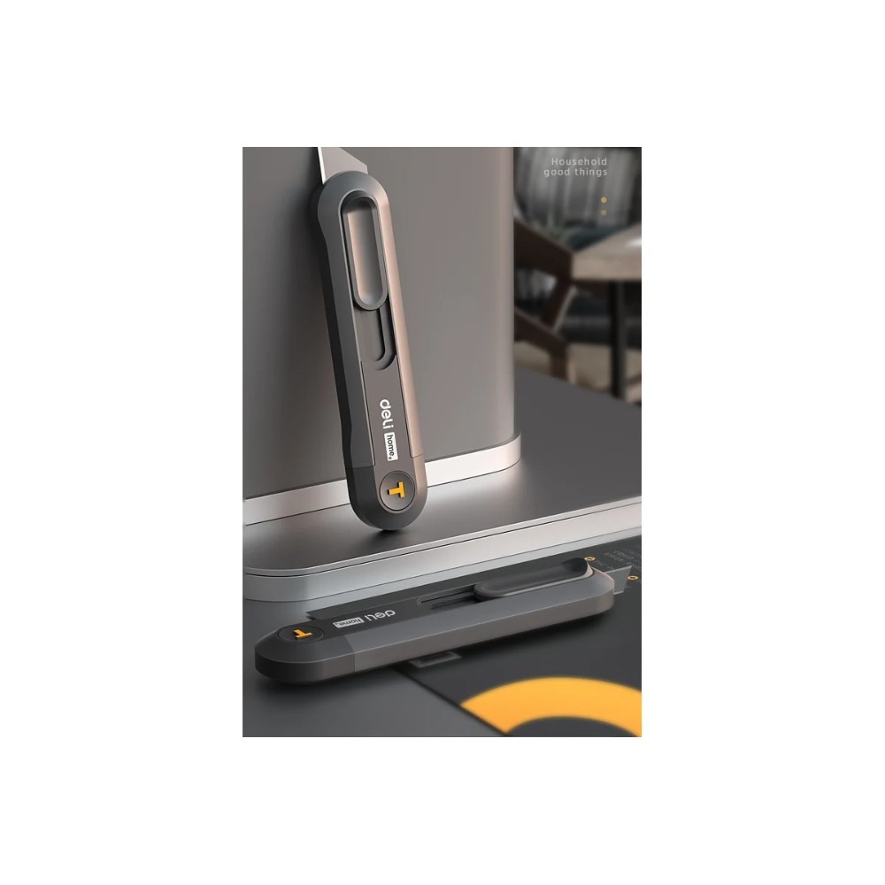 Набор ножей строительных Deli HS EHT4003, 3 шт (ножи 9мм/18мм/трапеция), Soft Touch, черный - 9