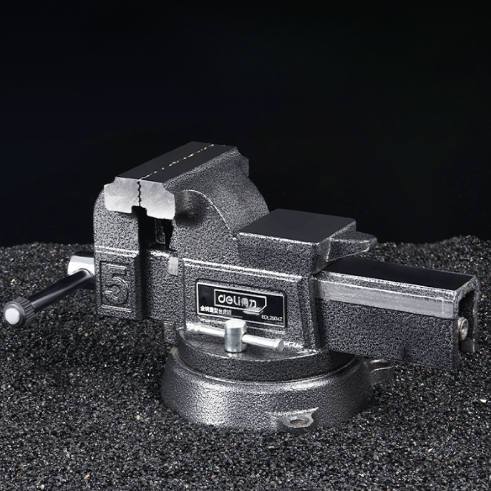 Тиски стальные Deli YS EDL2904Z, поворотные, с наковальней, 4"-100 мм