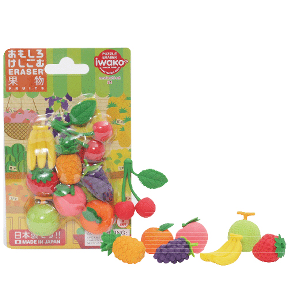 Набор ластиков "IWAKO Fruits", 8 шт, ассорти