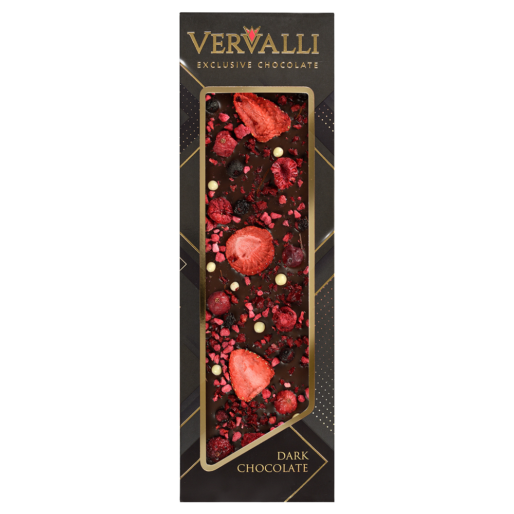 Шоколад темный "Vervalli. Малина, клубника, клюква", 110 гр.