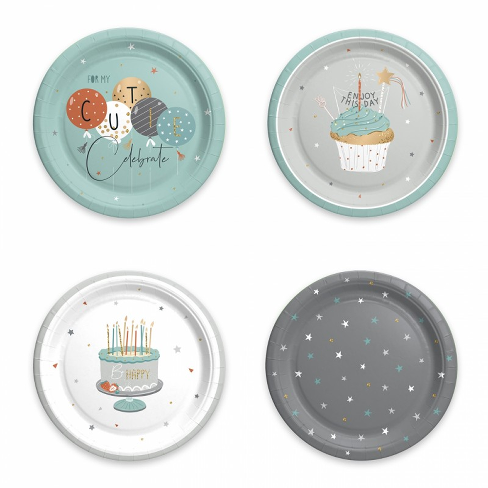 Тарелка бумажная "Г12", 23 см, 6 шт, ассорти