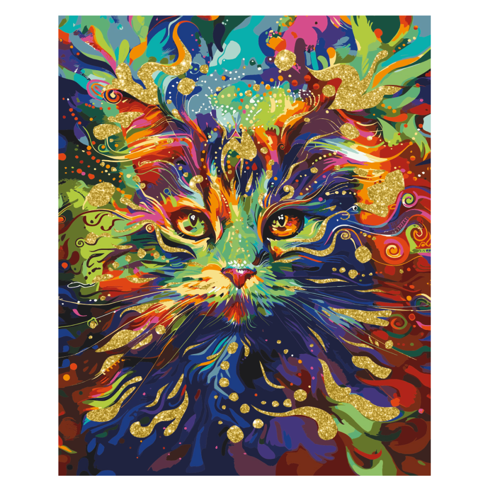 Набор для творчества "Кот-холи", 40х50 см, красками по номерам, глиттер