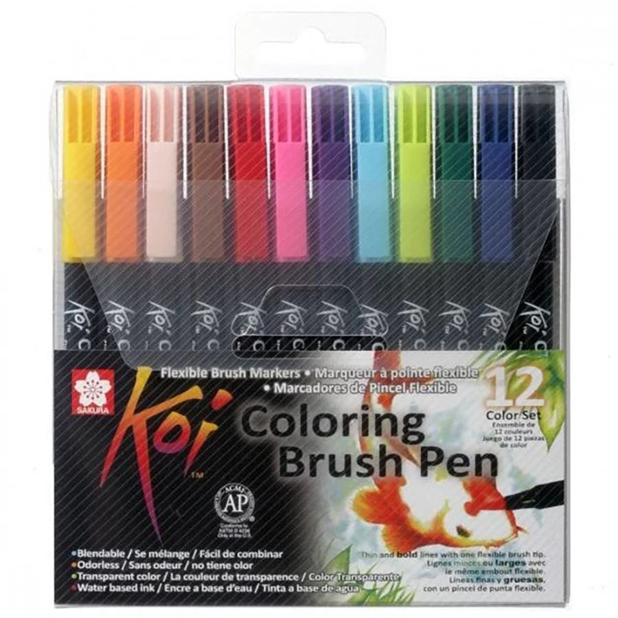 Набор маркеров акварельных "Koi Color Brush", 12 цветов