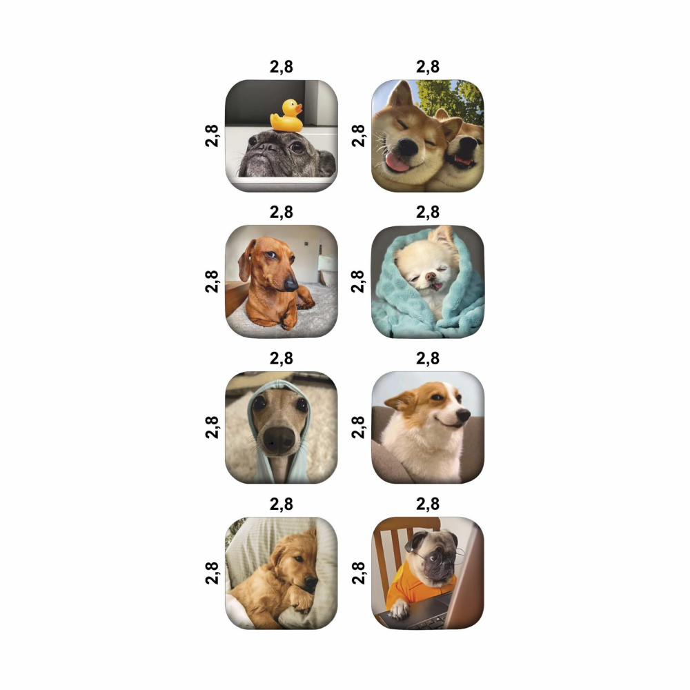 Набор наклеек объемных "Собаки мемы", А6, 1 лист, 8 шт.