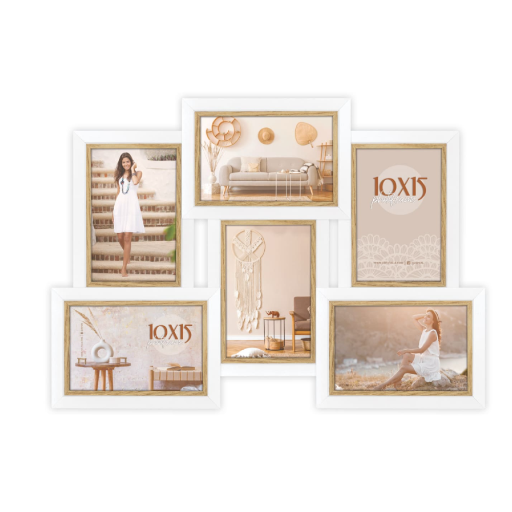 Фоторамка на 6 фото "AYAS", 10х15 см, белый, коричневый