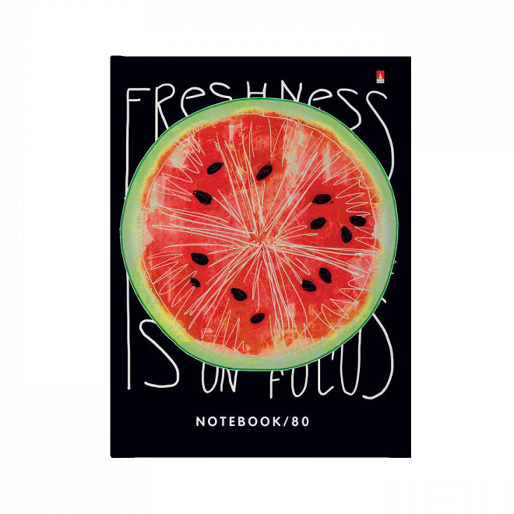 Блокнот "Свежесть. Арбуз", A6, 80 листов, клетка, черный