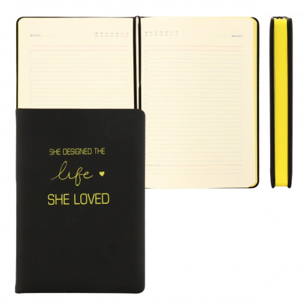 Ежедневник недатированный "FIORENZO Pastel soft touch", A5, 168 листов, черный, срез желтый