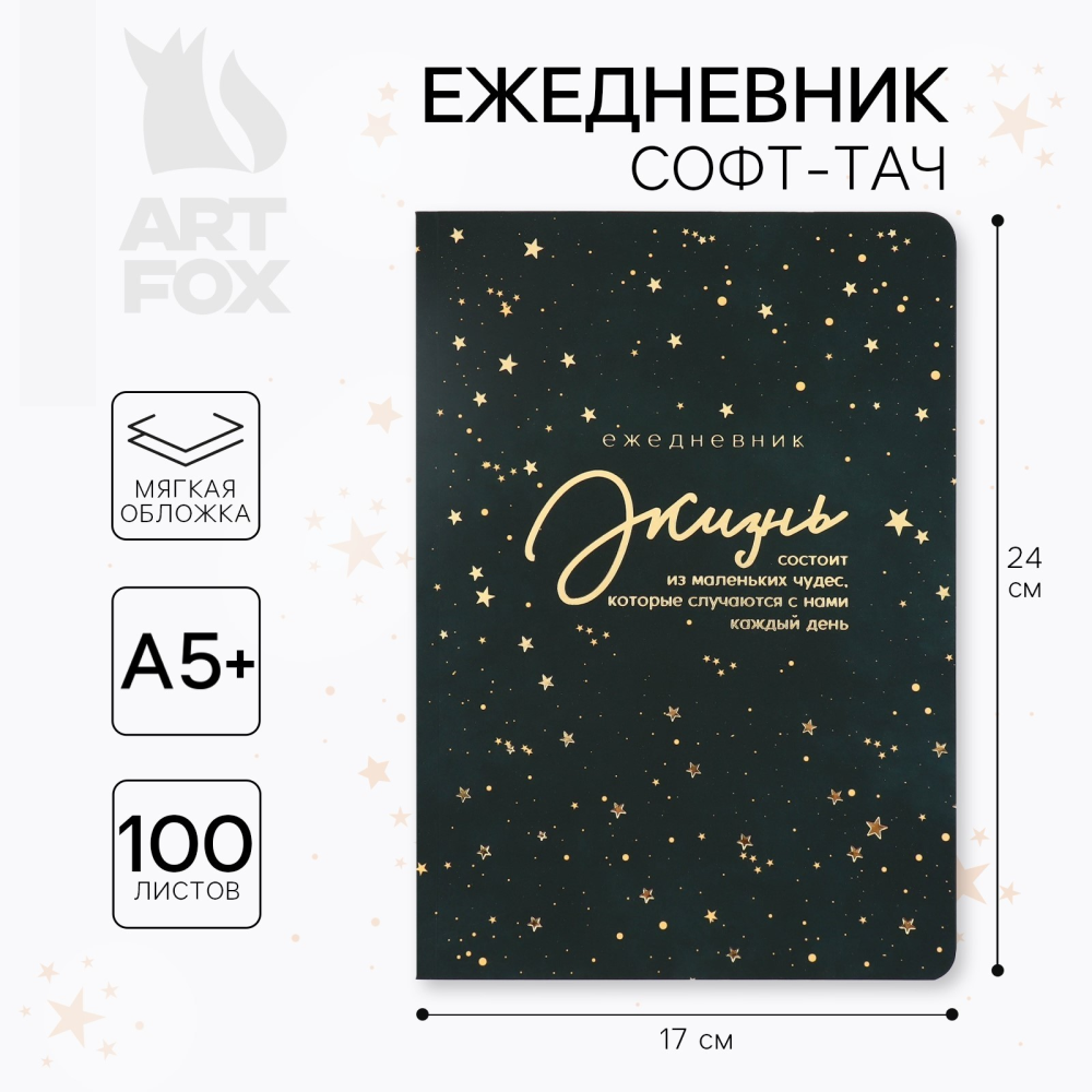 Ежедневник недатированный "Жизнь", А5+, 200 страниц, черный