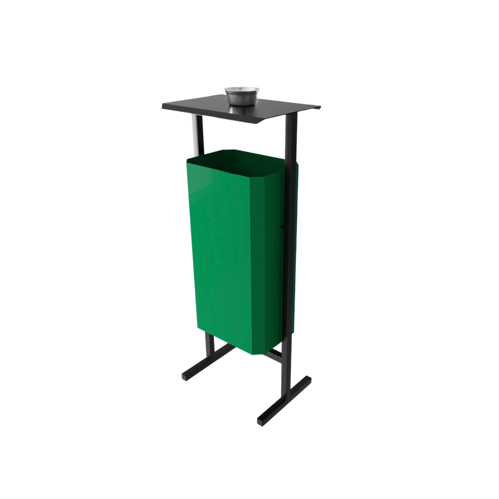Урна уличная для мусора СТАНДАРТ с пепельницей, 50 л, металл, зелёный