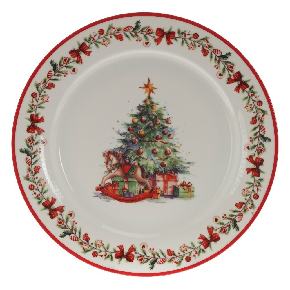 Тарелка фарфоровая "Елка", 26 см, разноцветный