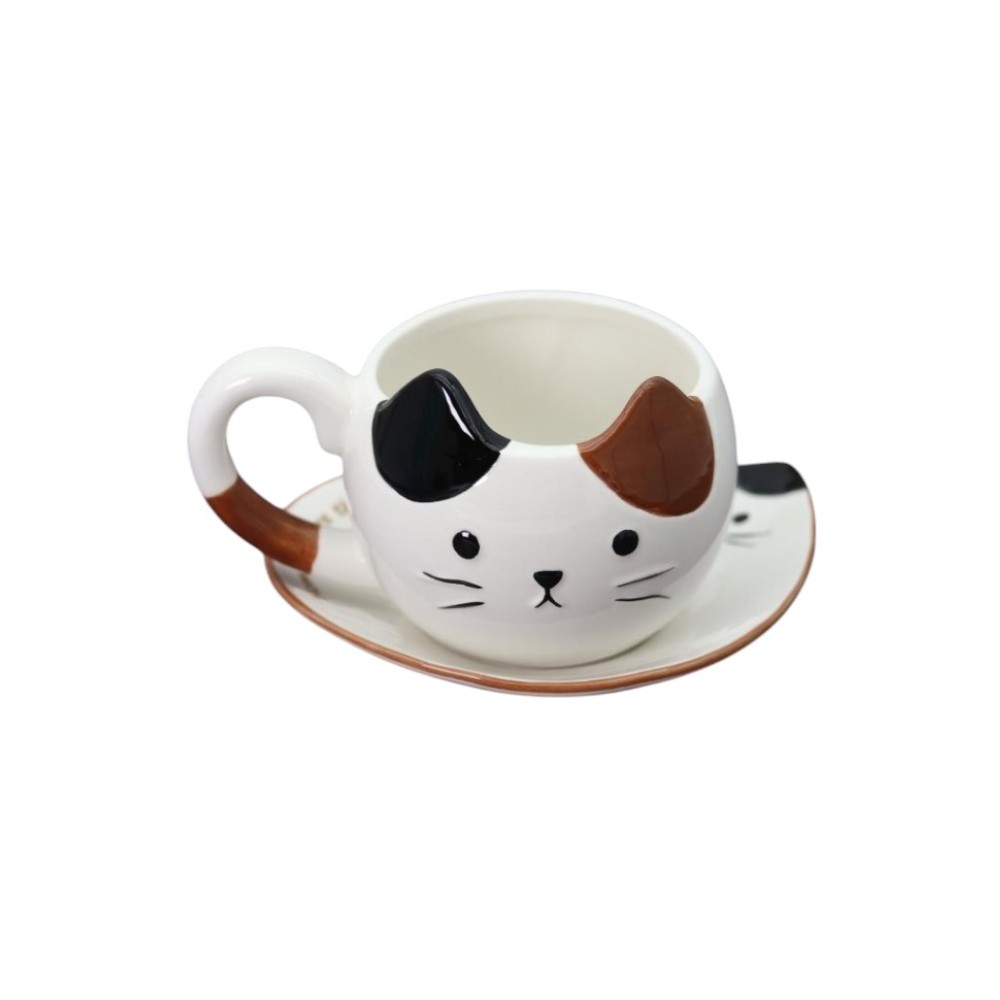 Чашка с блюдцем "Mr. Purr", 430 мл., керамика, белый