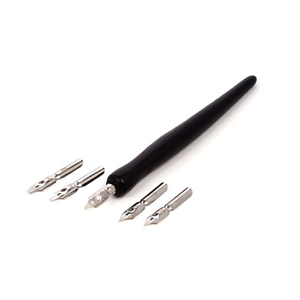 Держатель для пера "Сонет", деревянная ручка, с 5 перьями