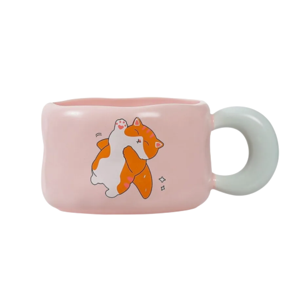 Кружка "Cat loves baking", керамика, 450 мл, розовый