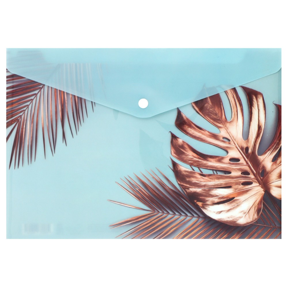 Папка конверт на кнопке "Night Tropic", А4, голубой