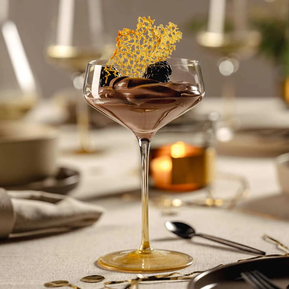 Бокал стеклянный для шампанского "Gold", 350 мл, прозрачный, золото - 4