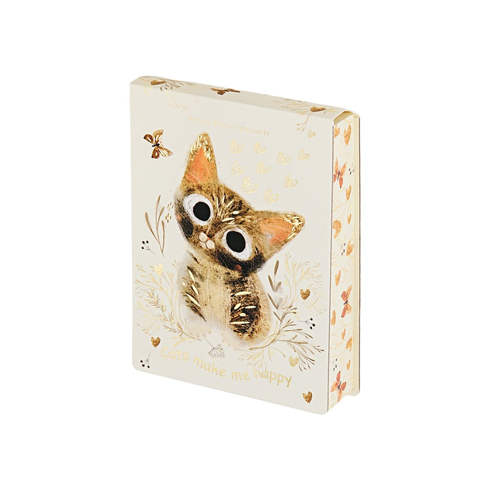 Блокнот "Love me. Милый котик", A6, 250 листов, нелинейный, склейка сверху, бежевый, золотой