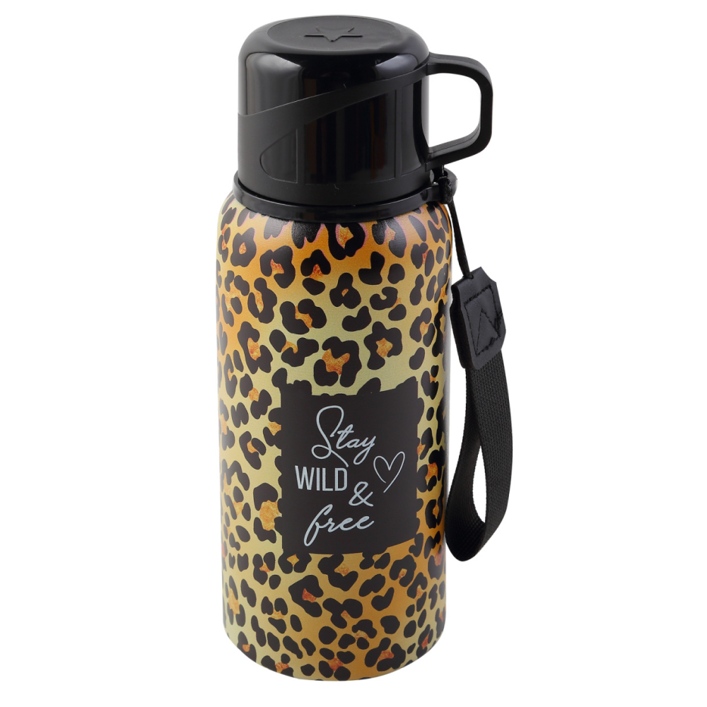 Термос "Леопард", 600 мл, желтый, черный