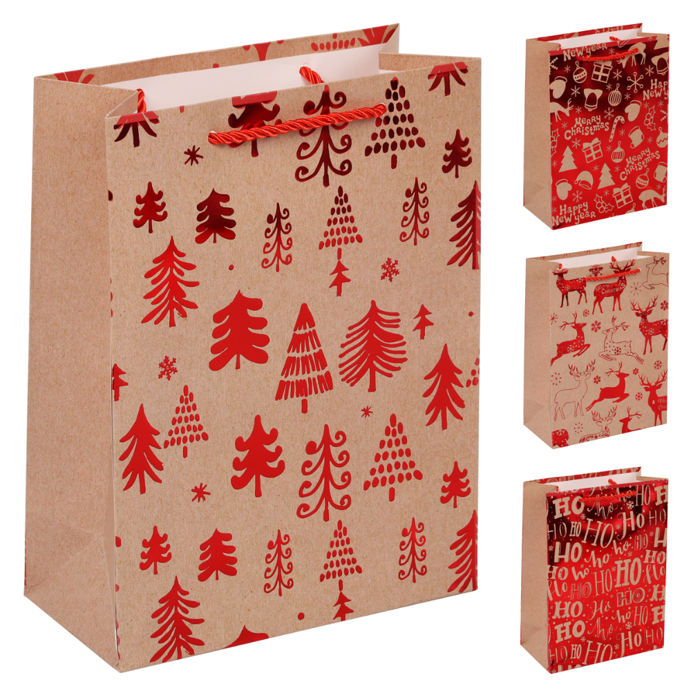 Пакет бумажный подарочный 18*24*8 см "Новогоднее волшебство" ассорти