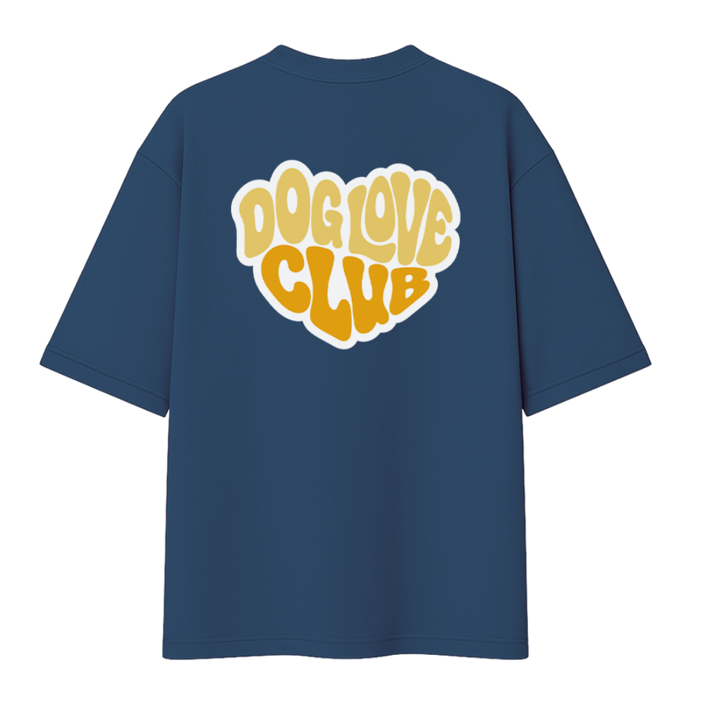 Футболка унисекс "Бульдог. Dog love club", XS-S, хлопок, оверсайз, джинсовый