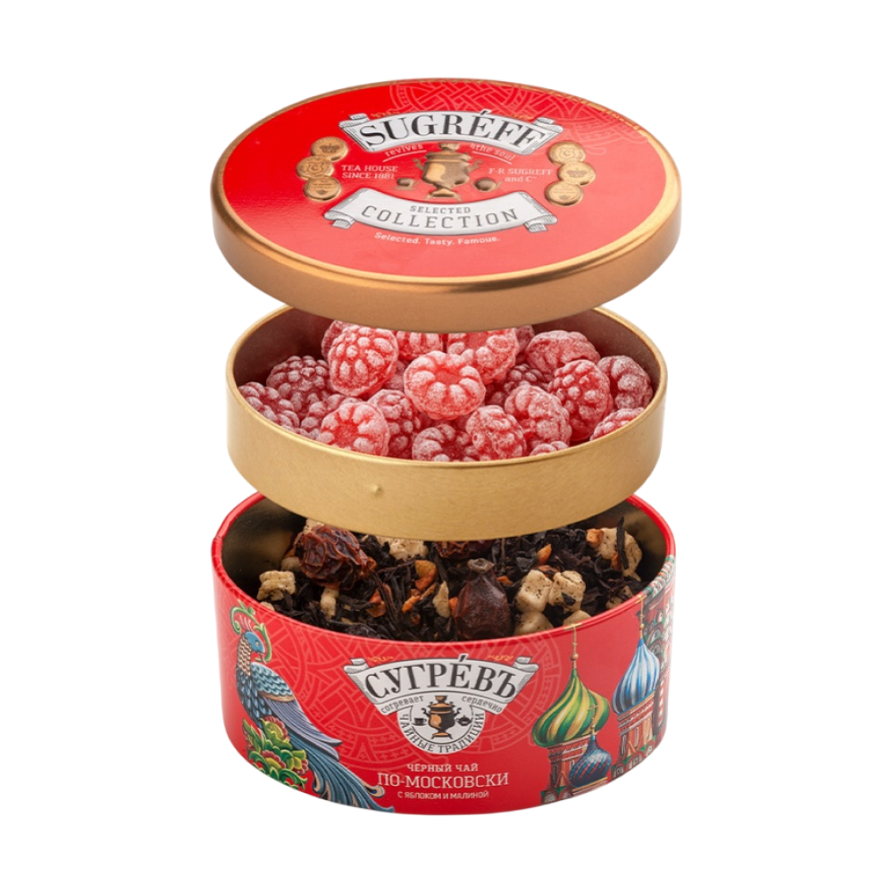 Чай "По-московски" 40 г + карамель леденцовая со вкусом малины 50 г