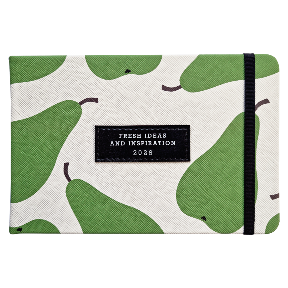 Еженедельник датированный "Pear" на 2026 год, А6, 128 страниц, на резинке, зеленые груши