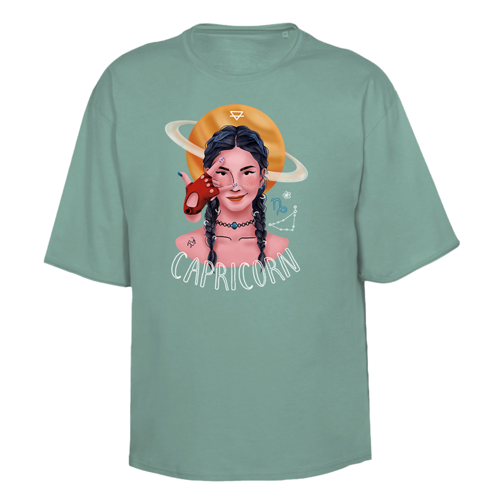 Футболка унисекс "Козерог", бирюзовый, M-L