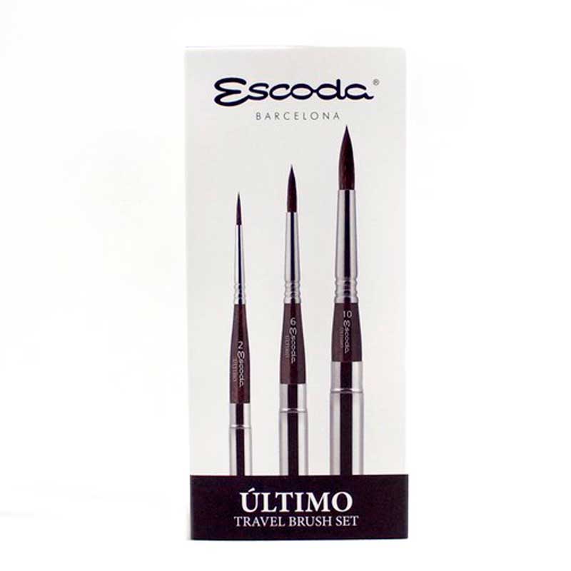 Набор кистей "Escoda Ultimo", имитация белки, круглая, складная №2, 6, 10