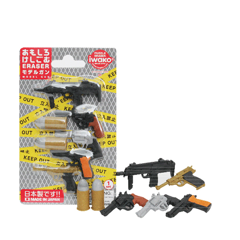 Набор ластиков "IWAKO Model Gun", 6 шт, ассорти