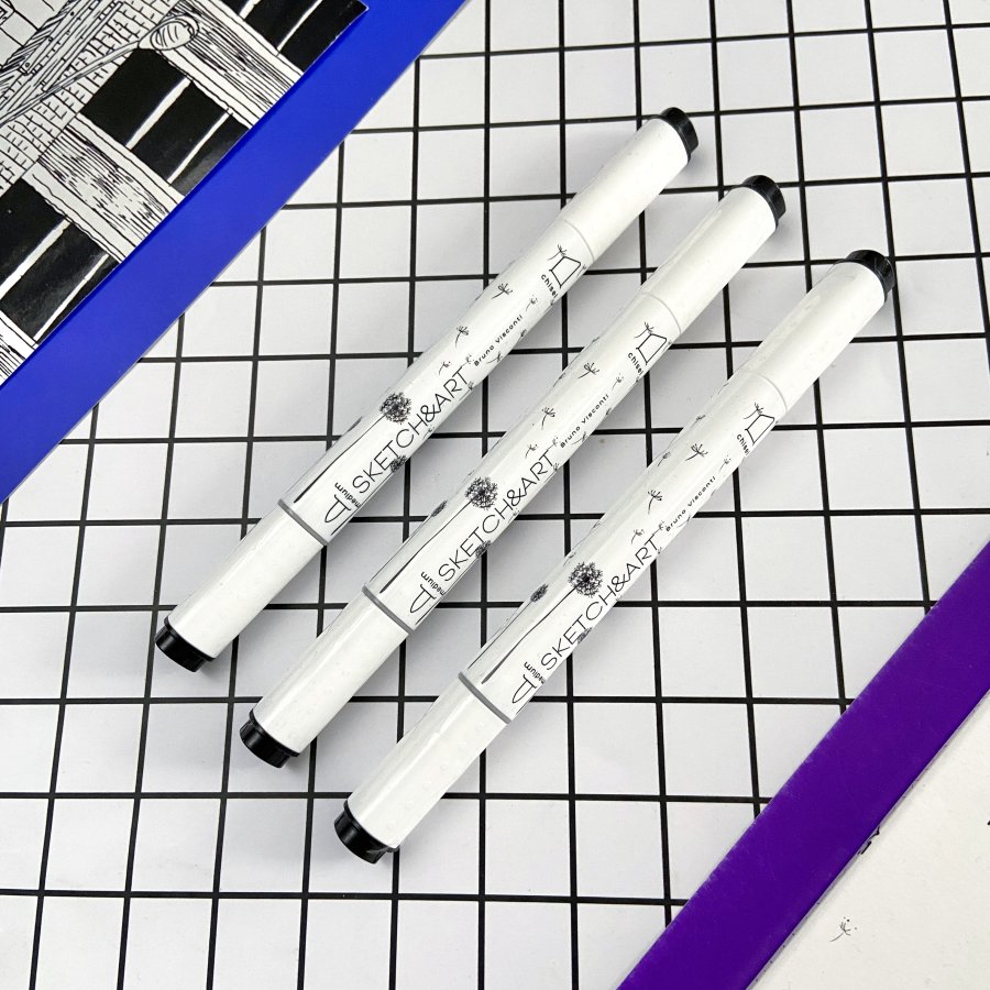 Маркер перманентный двусторонний "Sketch&Art", черный - 3