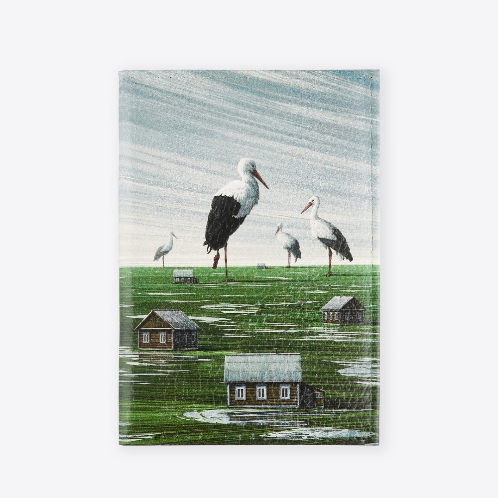 Обложка для паспорта "Палессе", натуральная кожа, серый, зеленый