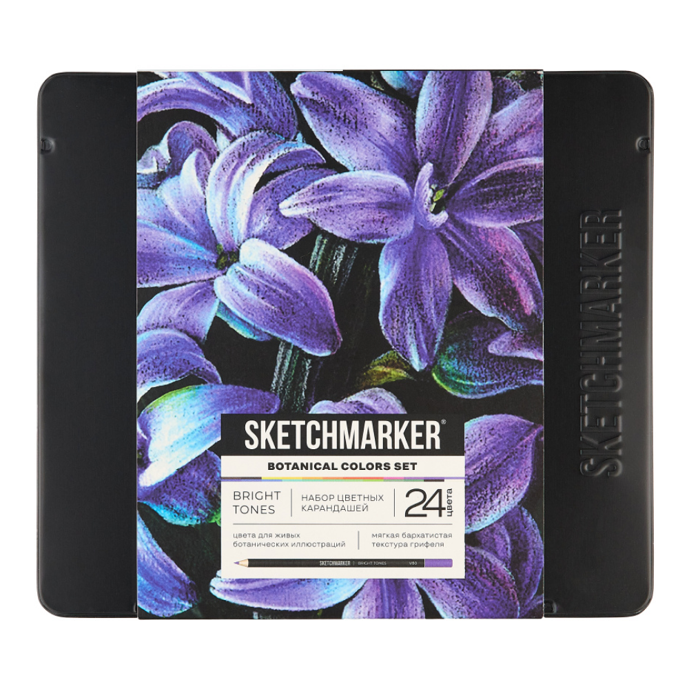 Набор карандашей цветных "Sketchmarker Ботаника", 24 цвета, в металлической коробке