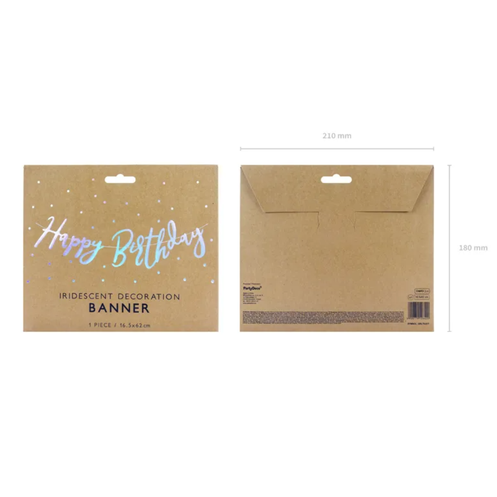 Гирлянда бумажная "С днем рождения", 0.6 м, разноцветный - 4