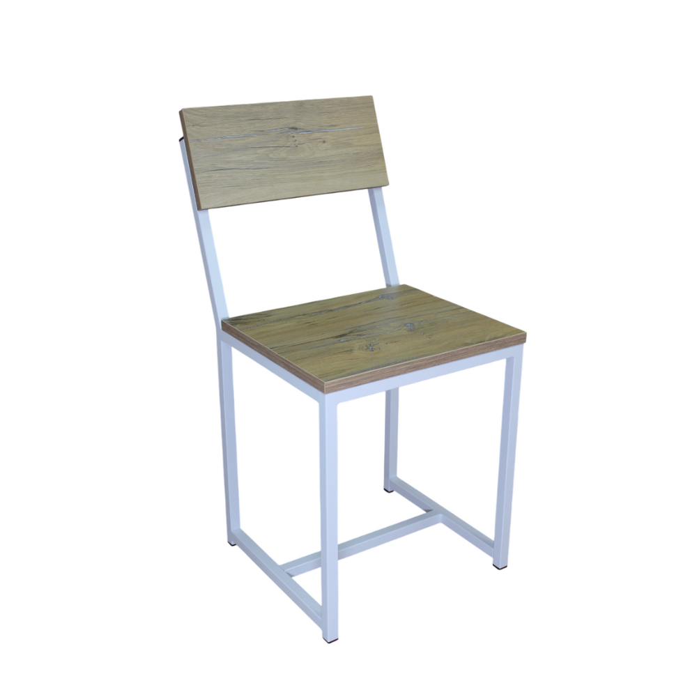 Стул ALLERD RION, металл, ЛДСП, белый муар, Дуб Нокс