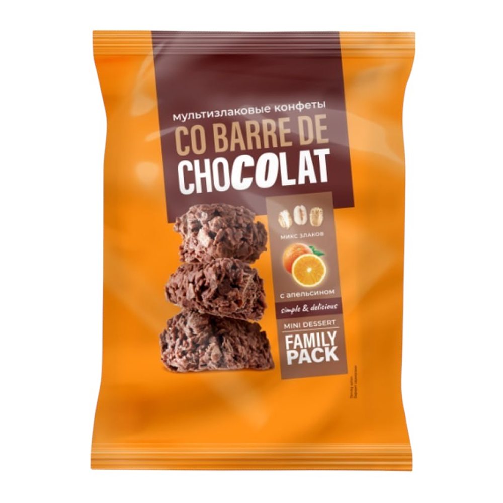 Конфеты "Co barre de CHOCOLAT" с апельсином, 135 гр, мультизлаковые