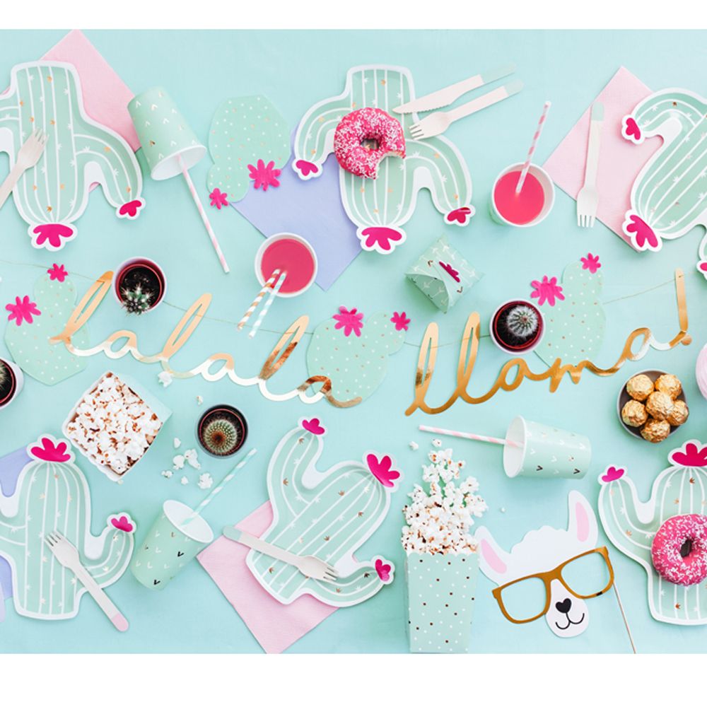 Тарелка бумажная "Кактус", 23х24 см, 6 шт, мятный - 4