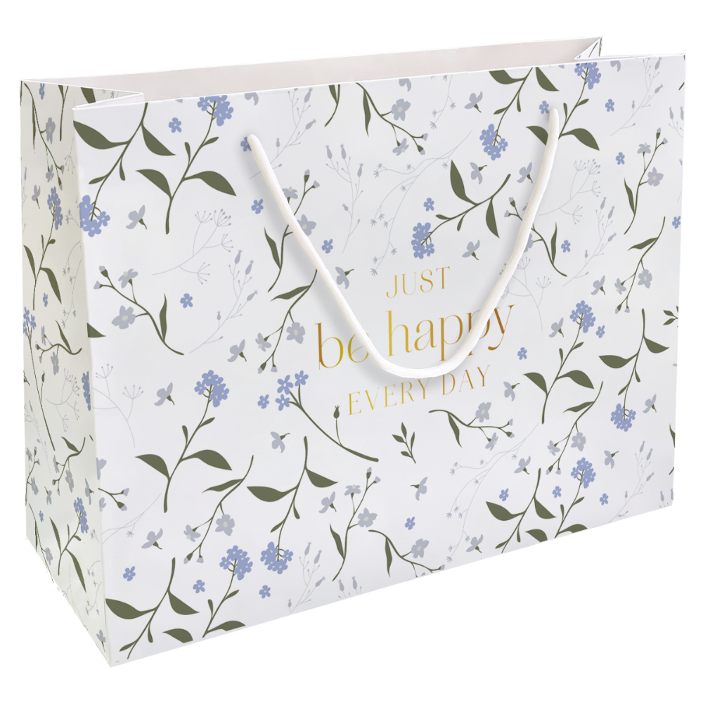 Пакет бумажный подарочный "Fleurs. Незабудки", 36х26х12 см, белый