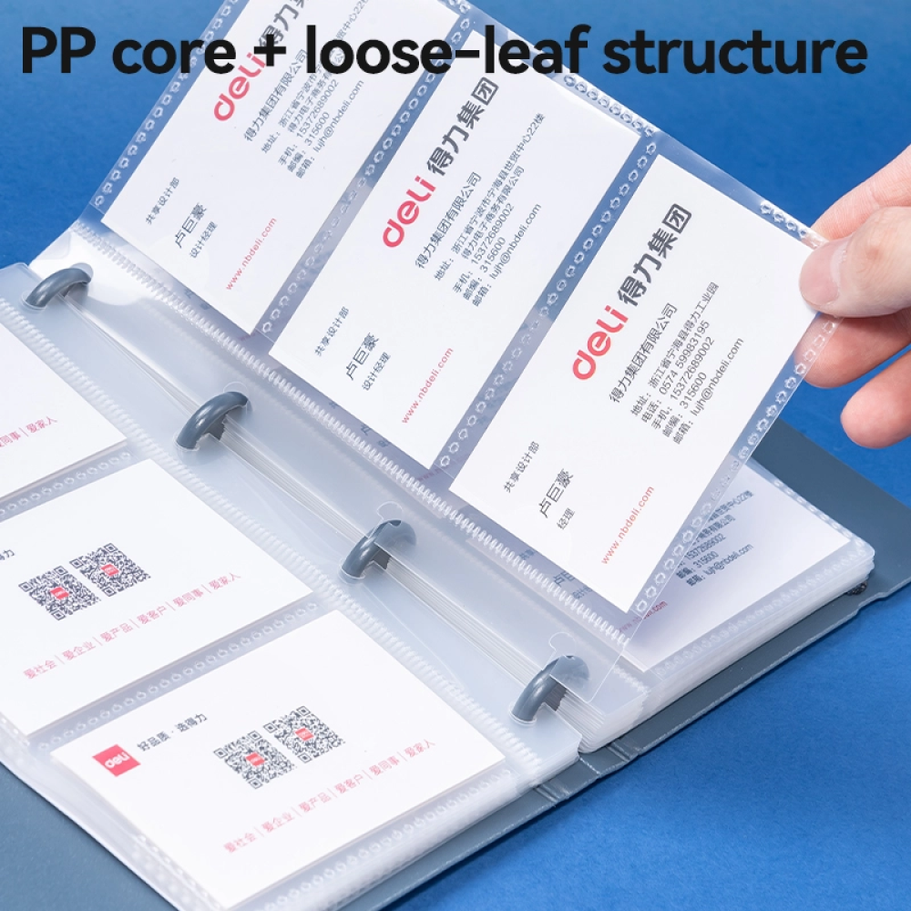 Визитница настольная "Deli", 140х198 мм, 90 карт, синий - 3