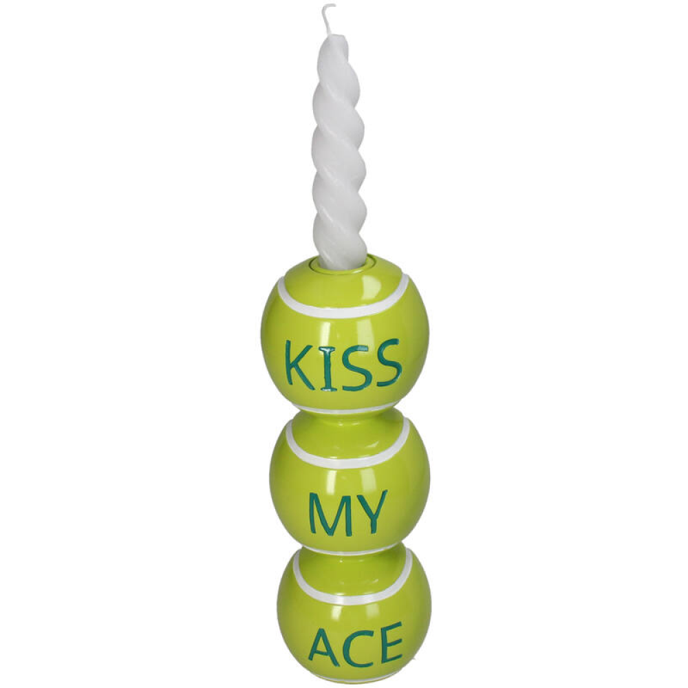 Подсвечник "Kiss My Ace", 8x8x23 см, желтый, белый