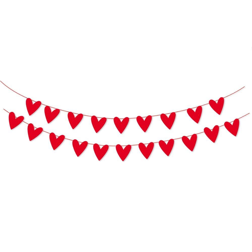 Гирлянда бумажная "Сердечки", красный