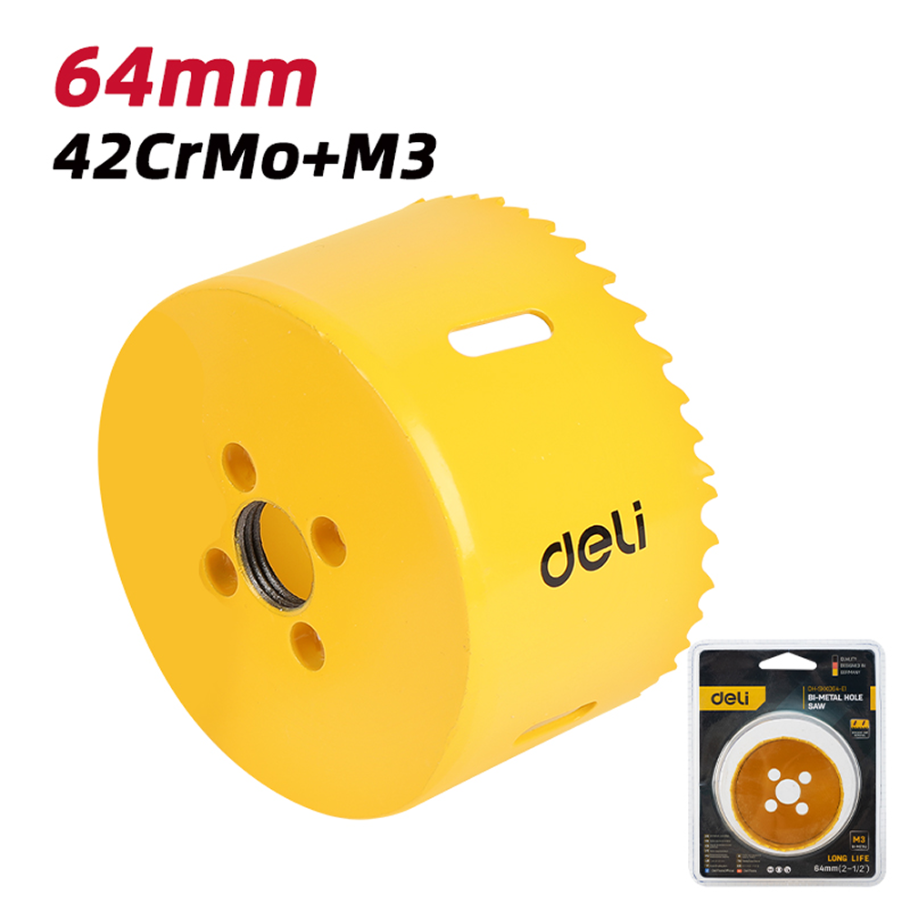 Коронка биметаллическая Deli YS EDH-SKK064-E1, 64 х 38 мм, М14