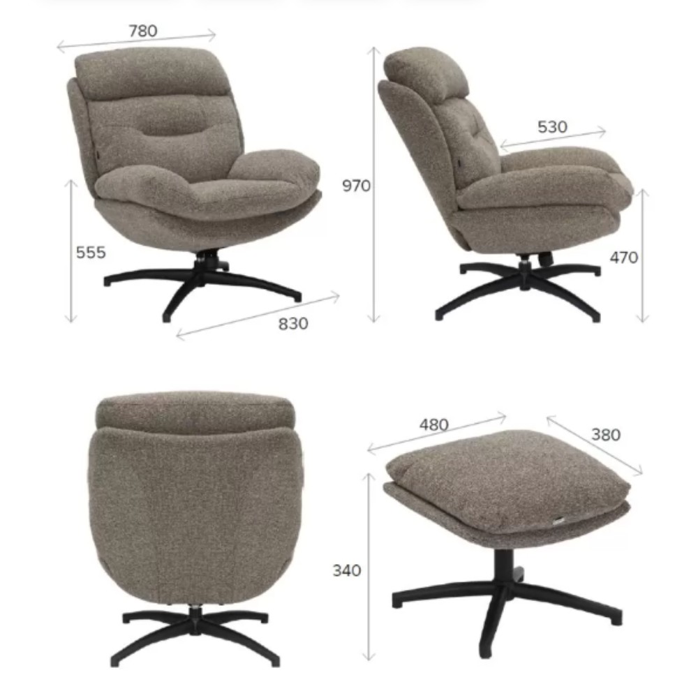 Кресло мягкое EVERPROF Kiwi, ткань, бежевый - 8