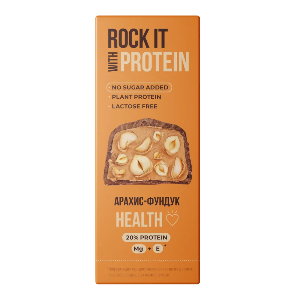 Батончик протеиновый "Rock it with", арахис и фундук, 40 гр