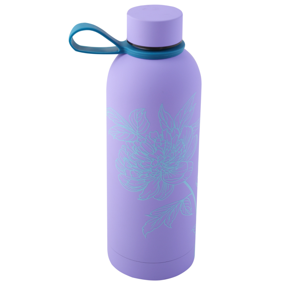 Термос "Девушка с пионами", 500 мл, фиолетовый