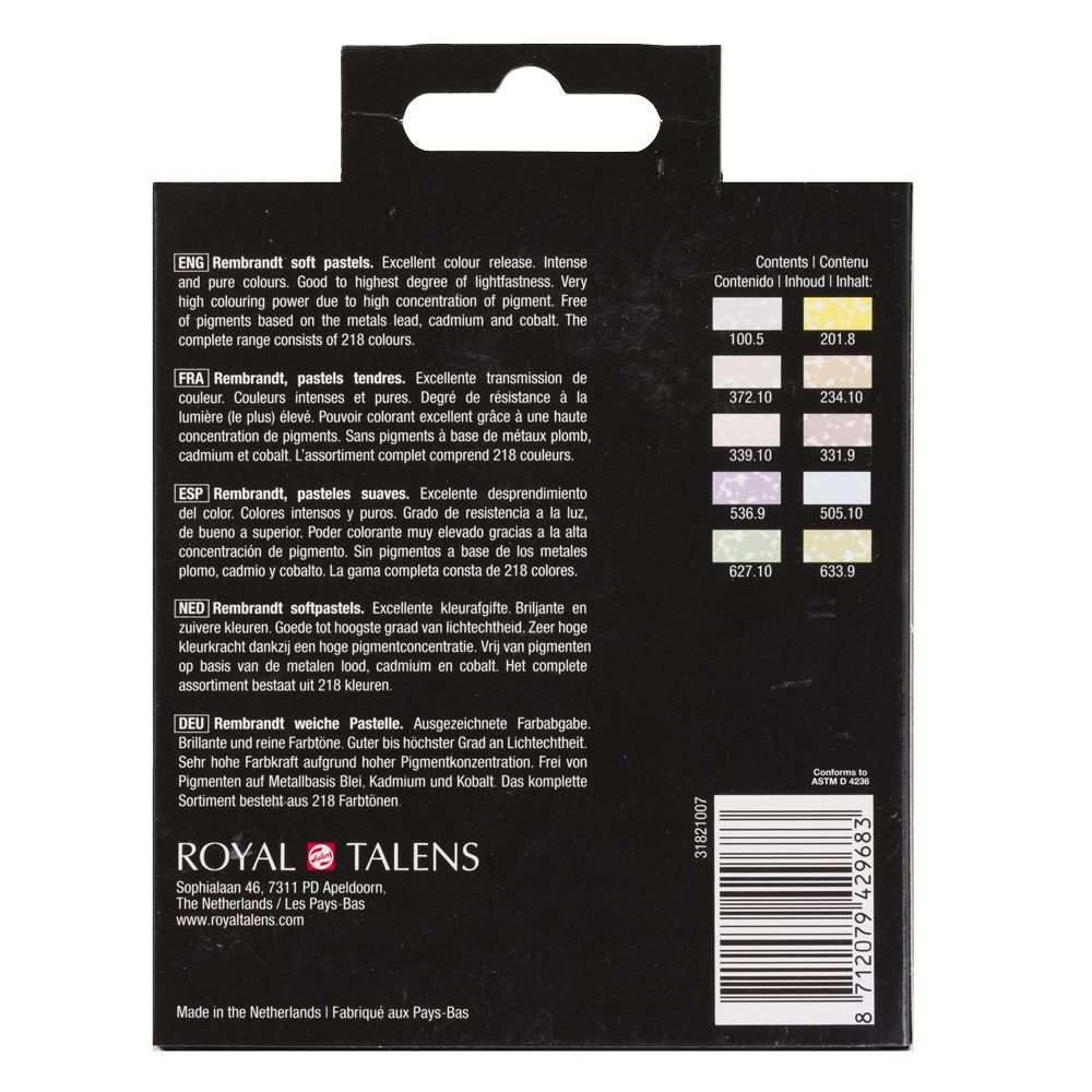 Набор мягкой пастели "Rembrandt Half Pastel", 10 цветов, светлые - 4