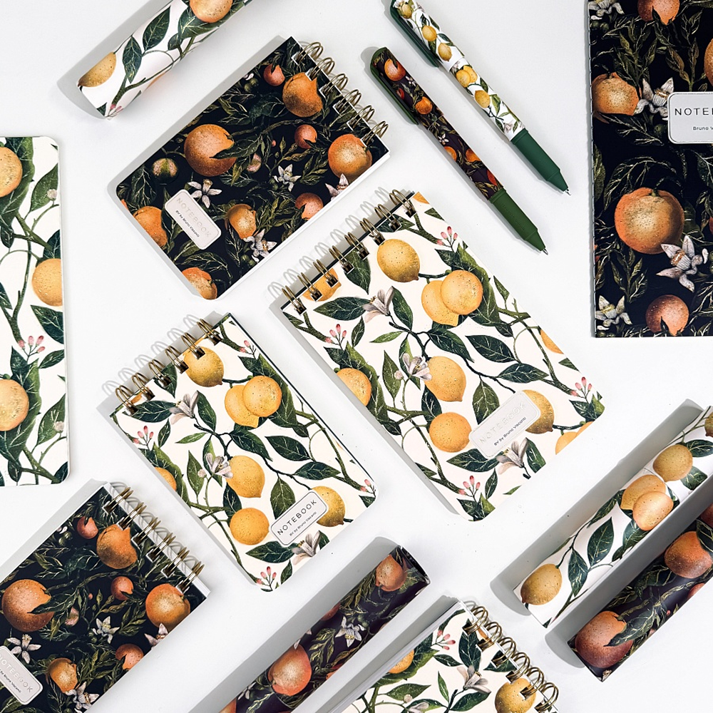Блокнот "Flora. Paradise. Oranges", В6, 100 листов, линейка, спираль сверху, зеленый, оранжевый - 5