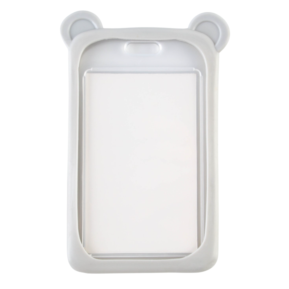 Чехол для бейджа "Мишка", серый